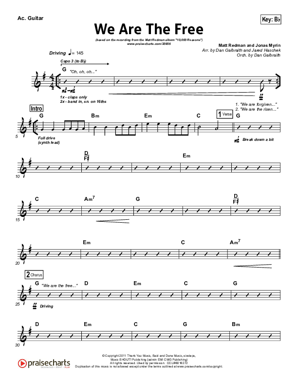 We Are The Free Acoustic Guitar (Matt Redman)