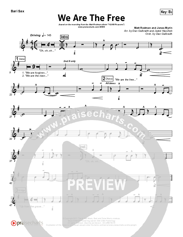 We Are The Free Bari Sax (Matt Redman)