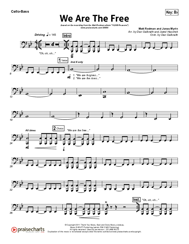 We Are The Free Cello/Bass (Matt Redman)