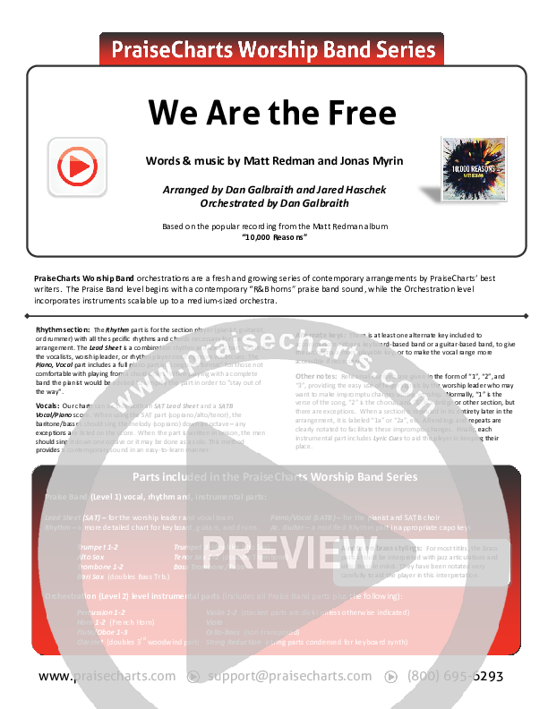We Are The Free Cover Sheet (Matt Redman)