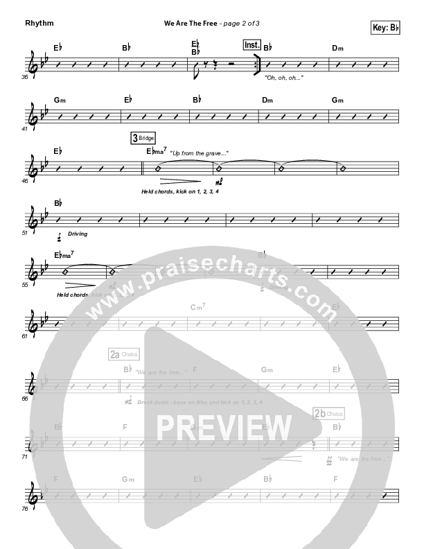 We Are The Free Rhythm Chart (Matt Redman)