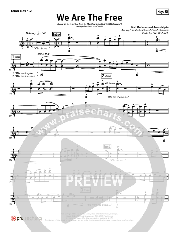 We Are The Free Tenor Sax 1/2 (Matt Redman)