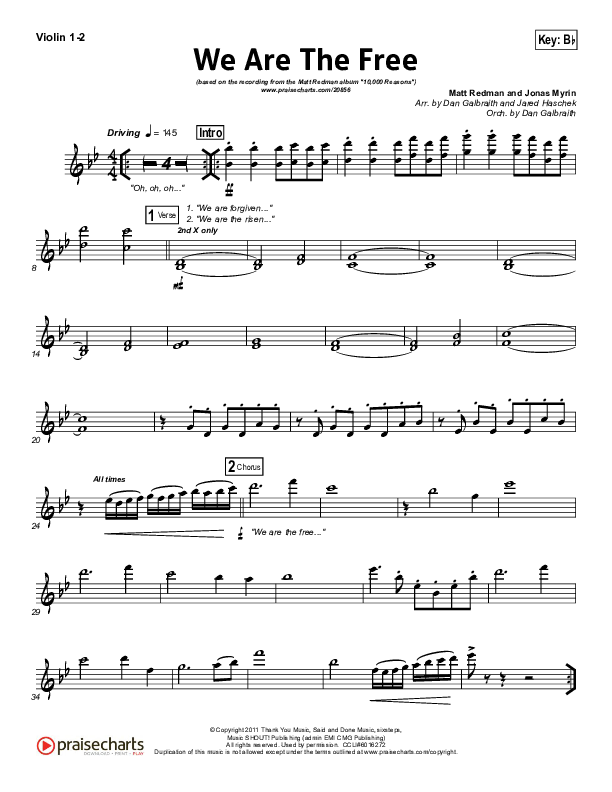 We Are The Free Violin 1/2 (Matt Redman)