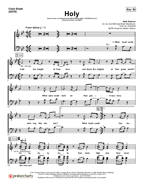 Holy Choir Vocals (SATB) (Matt Redman)