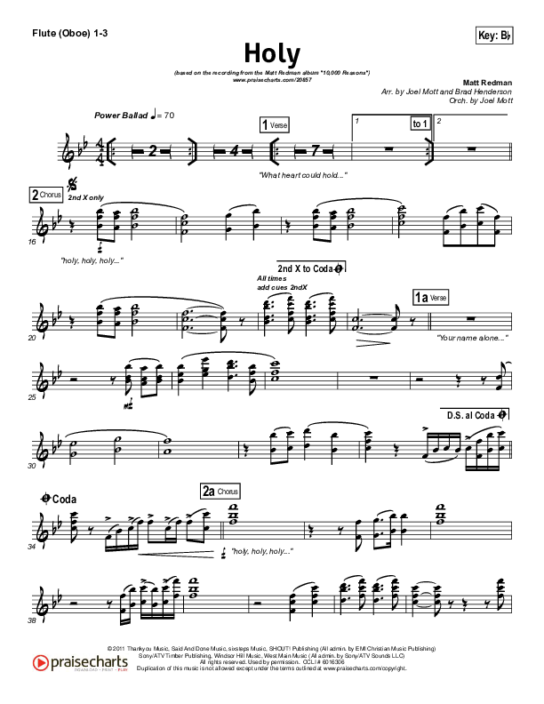 Holy Flute/Oboe 1/2/3 (Matt Redman)