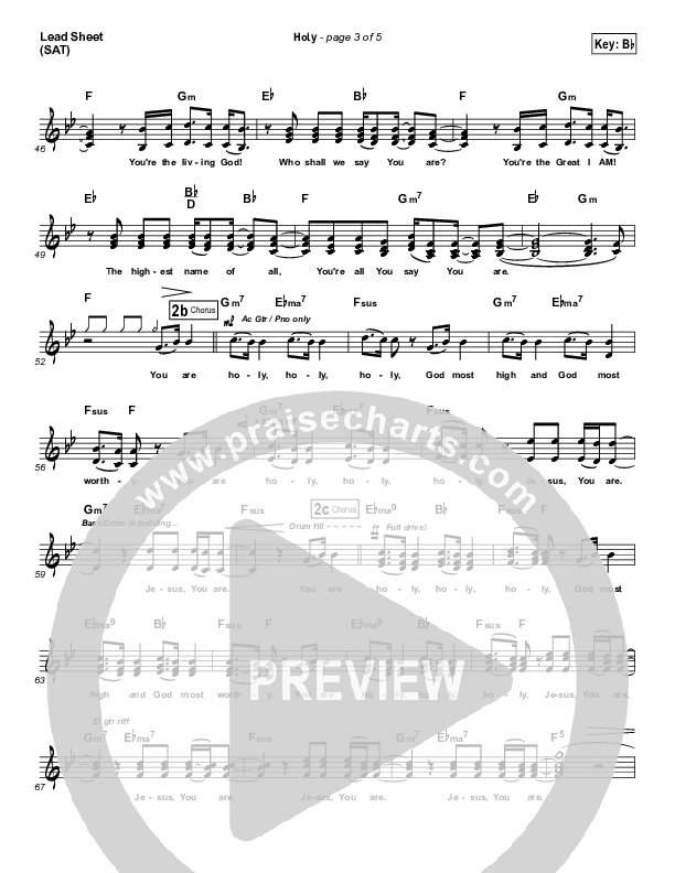 Holy Lead Sheet (SAT) (Matt Redman)