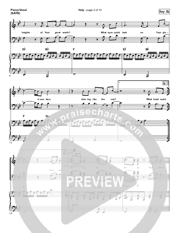 Holy Piano/Vocal (SATB) (Matt Redman)