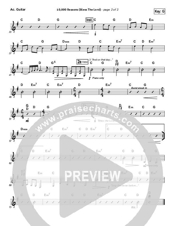 10,000 Reasons (Bless The Lord) Acoustic Guitar (Matt Redman / Passion)