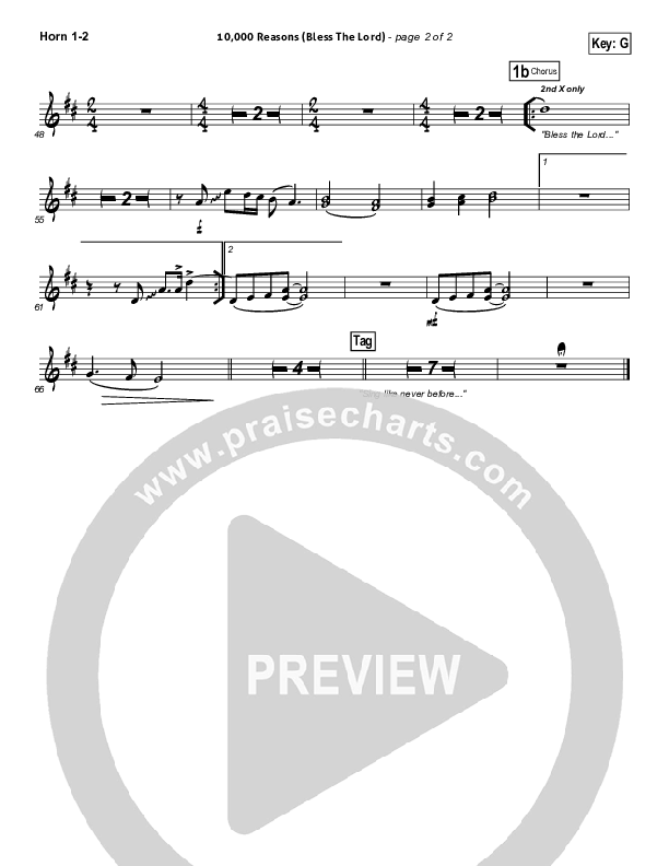 10,000 Reasons (Bless The Lord) French Horn 1,2 (Matt Redman / Passion)