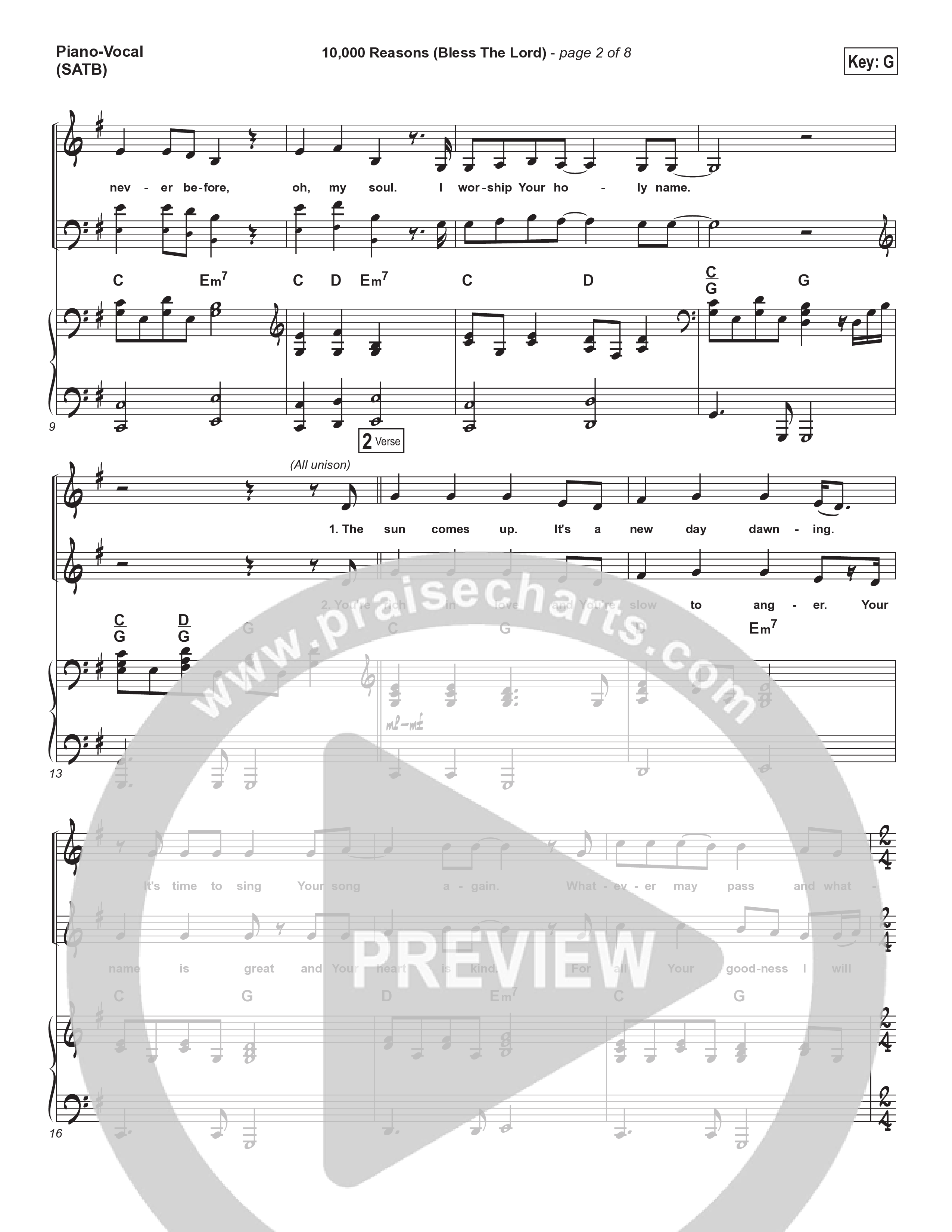10,000 Reasons (Bless The Lord) Piano/Vocal & Lead (Matt Redman / Passion)