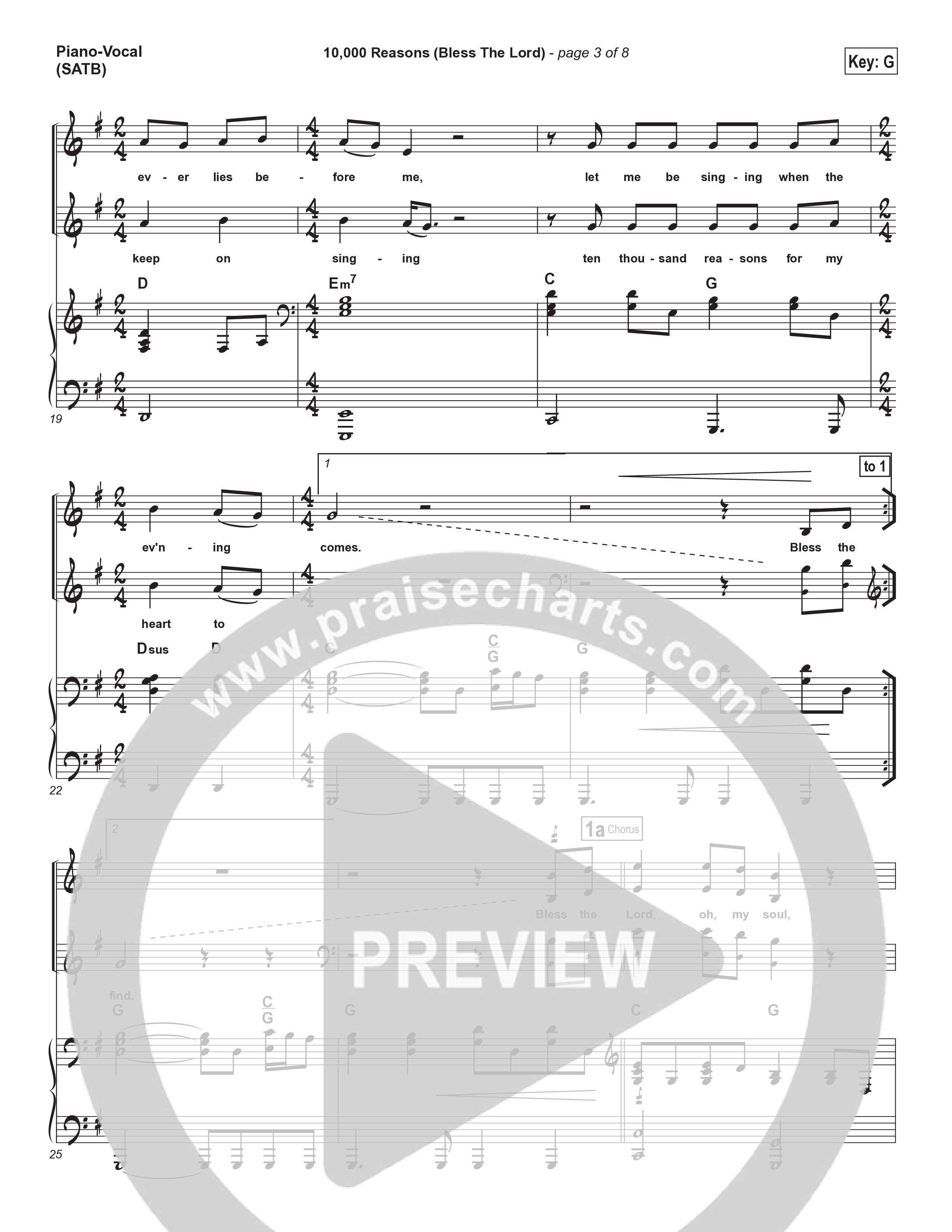 10,000 Reasons (Bless The Lord) Piano/Vocal & Lead (Matt Redman / Passion)