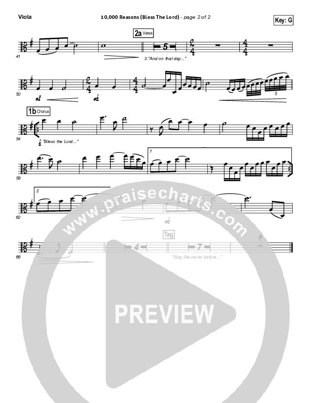 10,000 Reasons (Bless The Lord) Viola (Matt Redman / Passion)