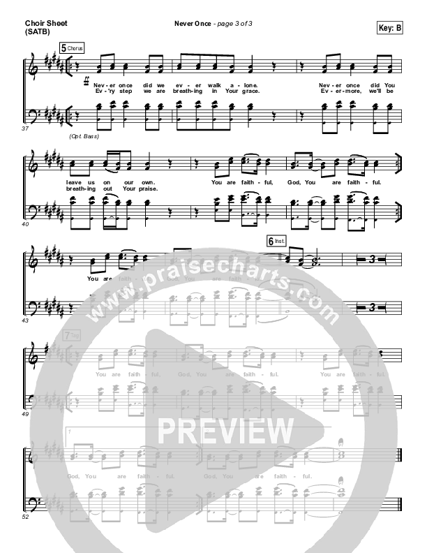 Never Once Choir Vocals (SATB) (Matt Redman)