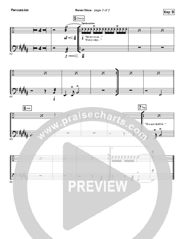 Never Once Percussion (Matt Redman)