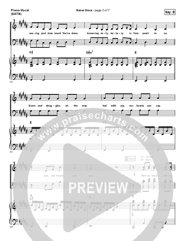 Never Once Piano/Vocal (Print Only) (Matt Redman)