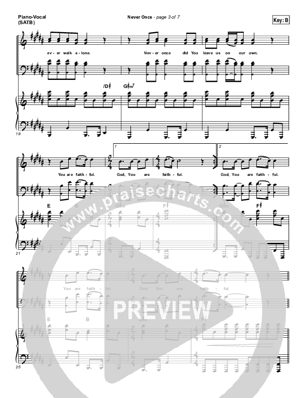 Never Once Piano/Vocal (Print Only) (Matt Redman)