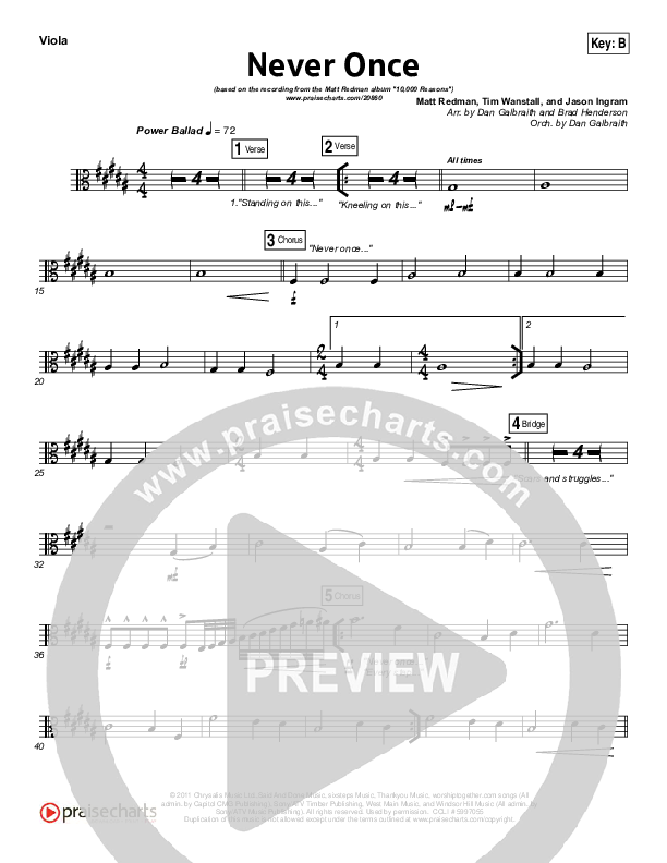 Never Once Viola (Matt Redman)