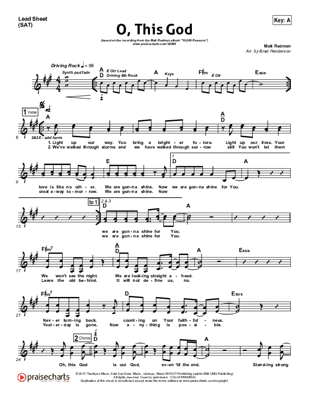 O This God Lead (SAT) (Matt Redman)