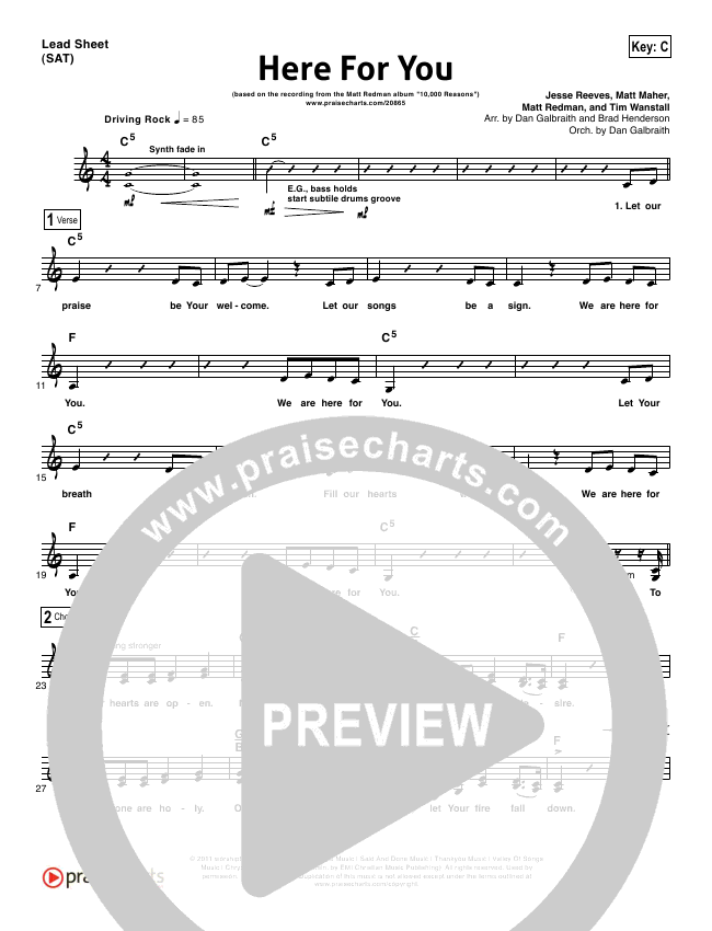 Here For You Orchestration (Matt Redman) - PraiseCharts