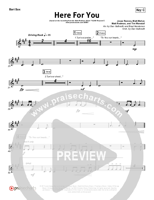 Here For You Bari Sax (Matt Redman)