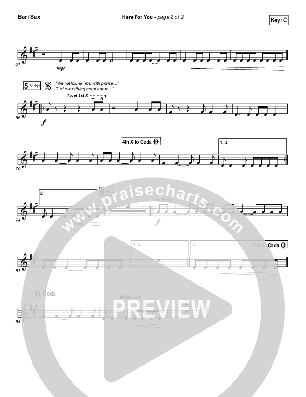 Here For You Bari Sax (Matt Redman)