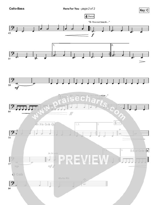 Here For You Cello/Bass (Matt Redman)