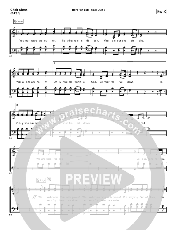 Here For You Choir Sheet (SATB) (Print Only) (Matt Redman)