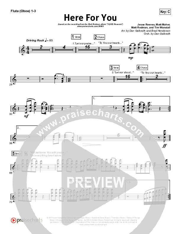 Here For You Flute/Oboe 1/2/3 (Matt Redman)