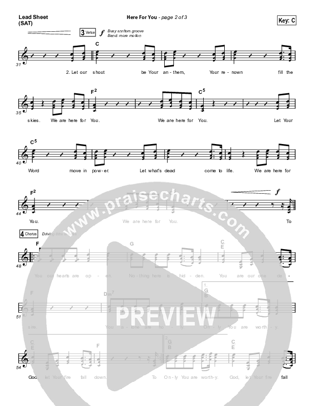 Here For You Lead Sheet (Print Only) (Matt Redman)