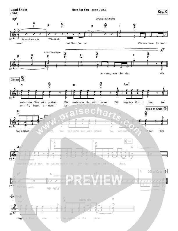 Here For You Lead Sheet (Print Only) (Matt Redman)