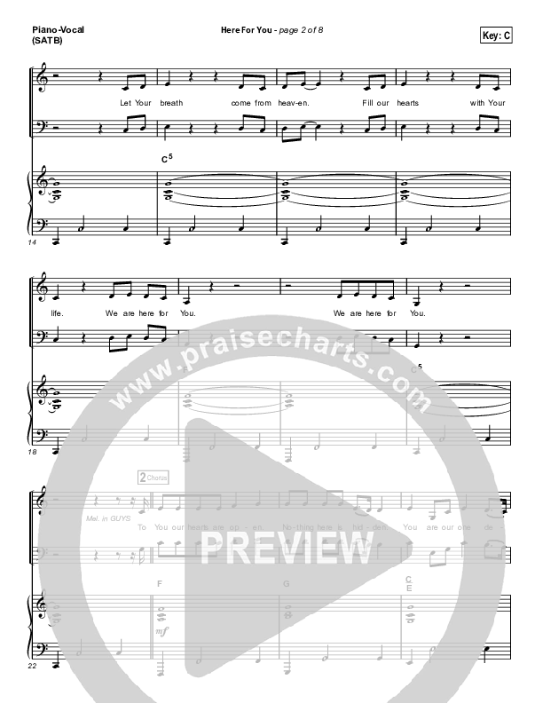 Here For You Piano/Vocal (Print Only) (Matt Redman)