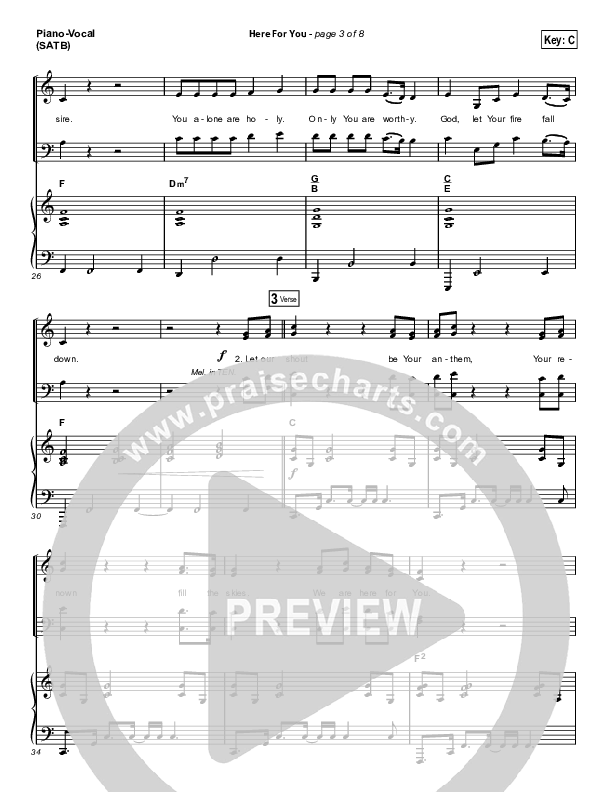 Here For You Piano/Vocal (Print Only) (Matt Redman)