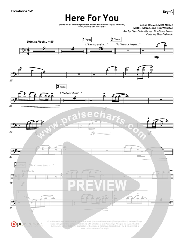 Here For You Trombone 1/2 (Matt Redman)