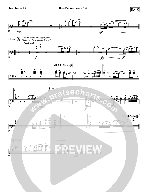 Here For You Trombone 1/2 (Matt Redman)