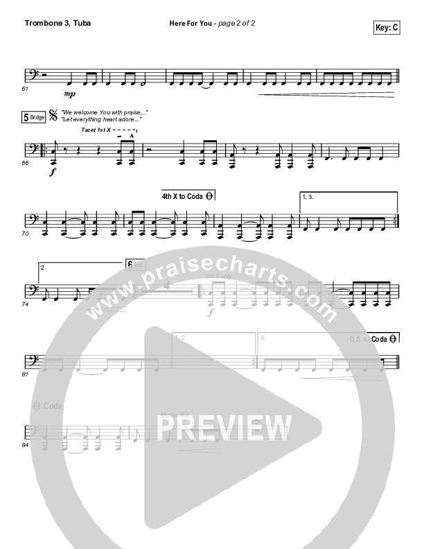 Here For You Trombone 3/Tuba (Matt Redman)