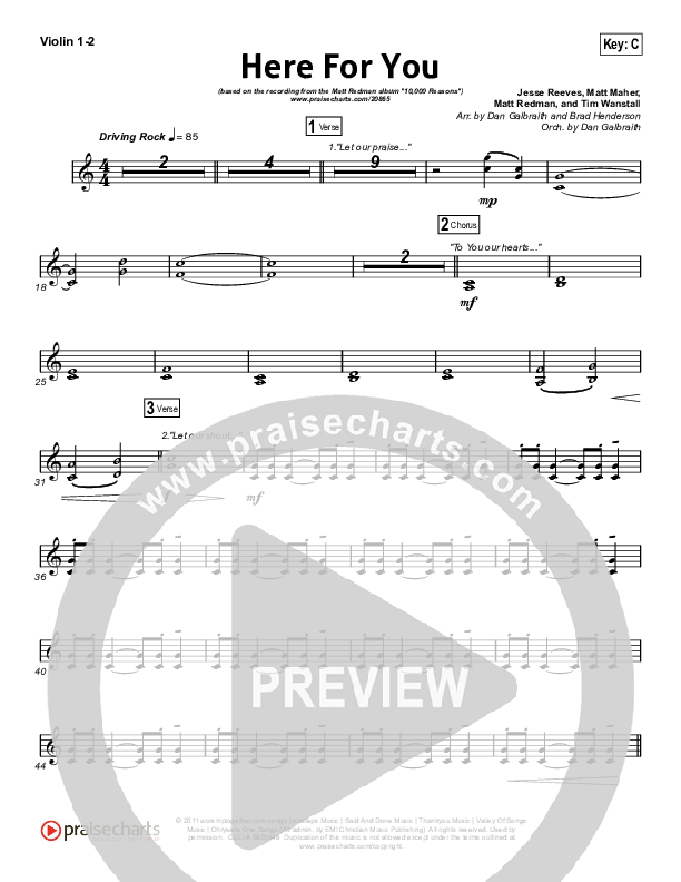 Here For You Violin 1/2 (Matt Redman)