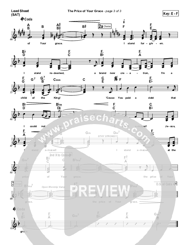 The Price Of Your Grace Lead Sheet (Susan Quintyne)