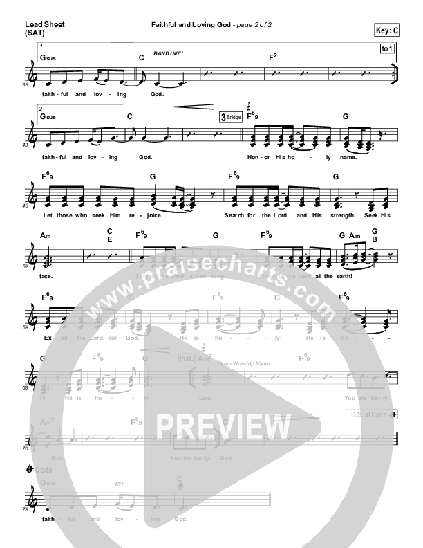 Faithful And Loving God Lead Sheet (Susan Quintyne)