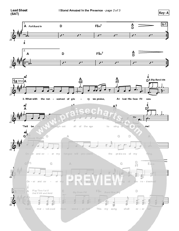 I Stand Amazed In the Presence Lead Sheet (Susan Quintyne)