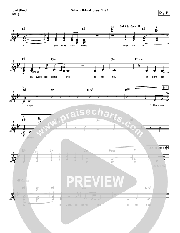 What A Friend Lead Sheet (SAT) (Susan Quintyne)