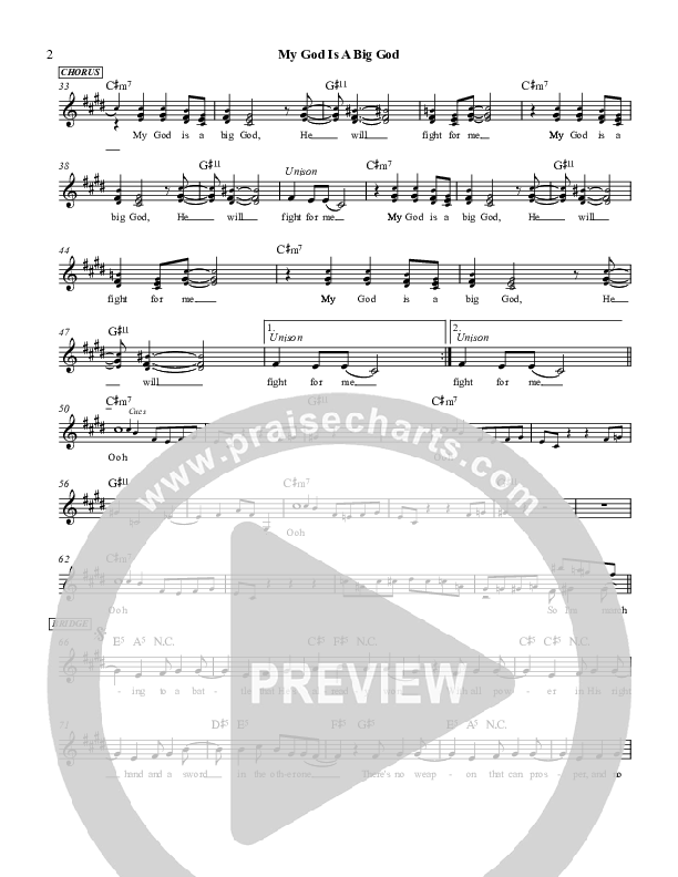 My God Is A Big God Lead Sheet (Martha Munizzi)