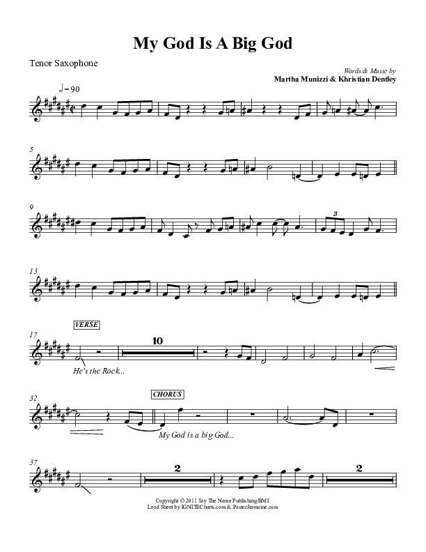 My God Is A Big God Tenor Sax 2 (Martha Munizzi)