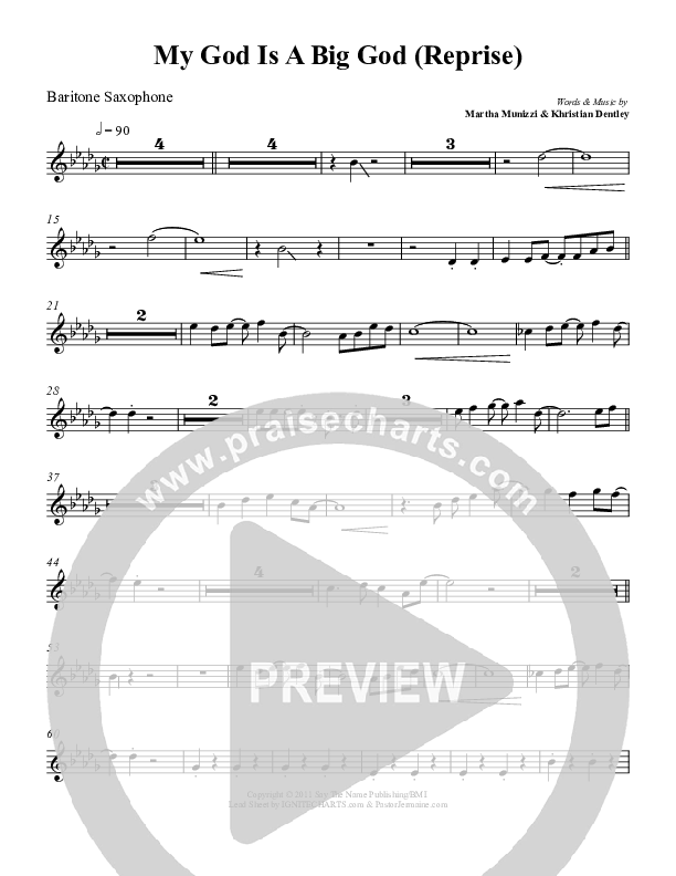 My God Is A Big God Reprise Bari Sax (Martha Munizzi)