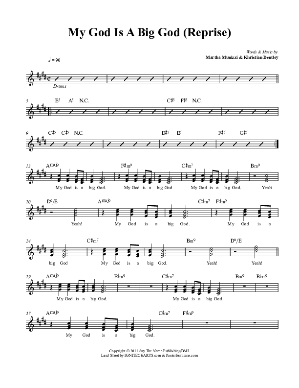 My God Is A Big God Reprise Lead Sheet (Martha Munizzi)