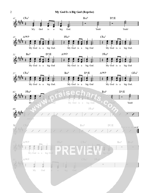 My God Is A Big God Reprise Lead Sheet (Martha Munizzi)