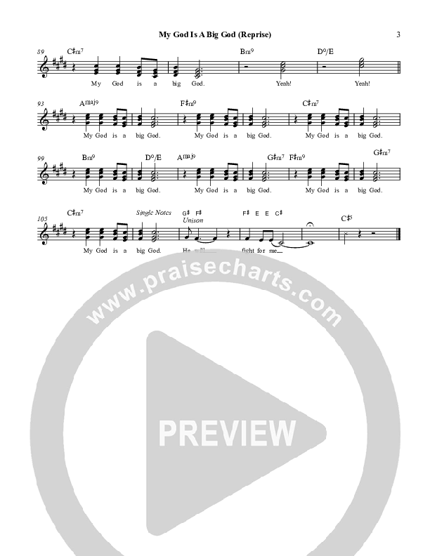 My God Is A Big God Reprise Lead Sheet (Martha Munizzi)