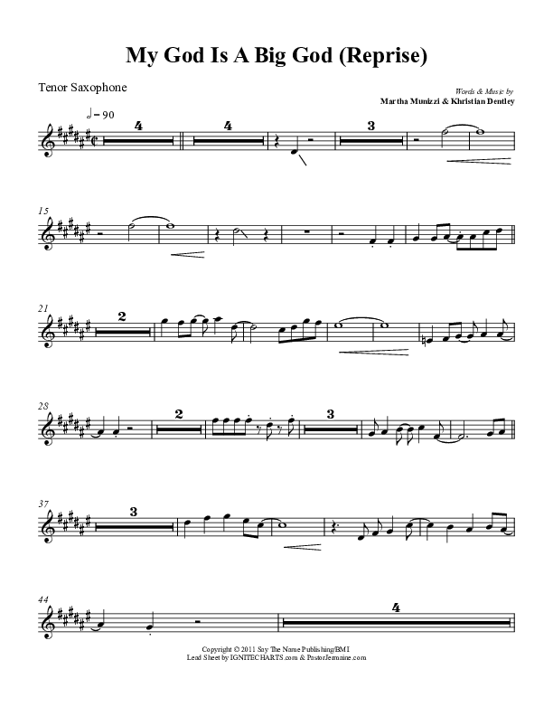 My God Is A Big God Reprise Tenor Sax 2 (Martha Munizzi)