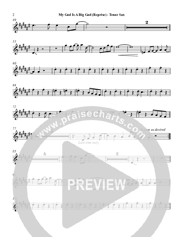 My God Is A Big God Reprise Tenor Sax 2 (Martha Munizzi)