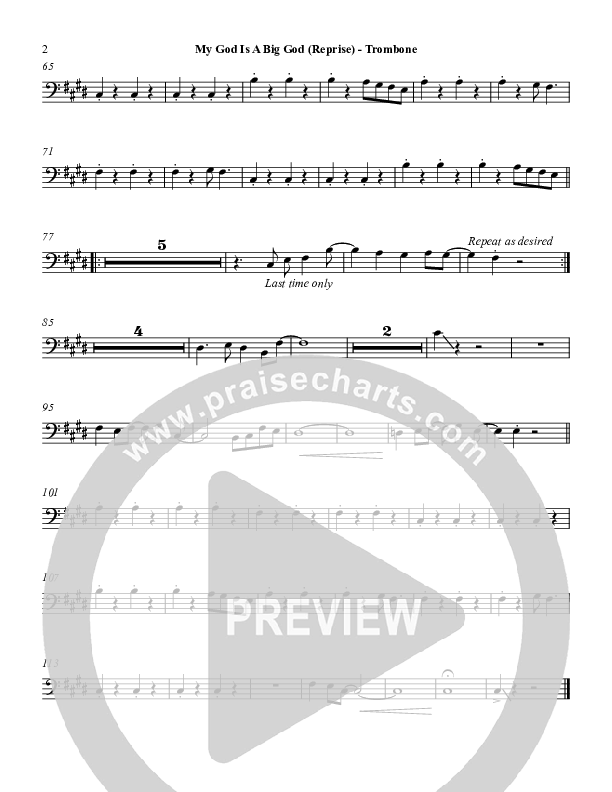 My God Is A Big God Reprise Trombone (Martha Munizzi)