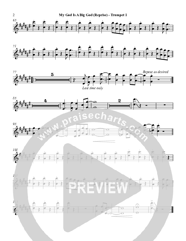 My God Is A Big God Reprise Trumpet 1 (Martha Munizzi)
